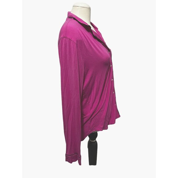 Victoria's Secret Hot Pink Collared Soft Sleep Shirt Sz Small Womens Long Sleeve - Picture 9 of 13
